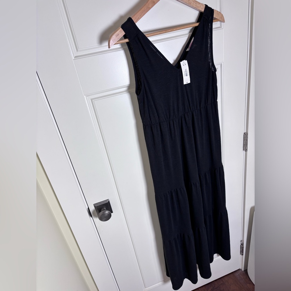 Joe Fresh Small Linen Blend Elegant Black Sleeveless Dress